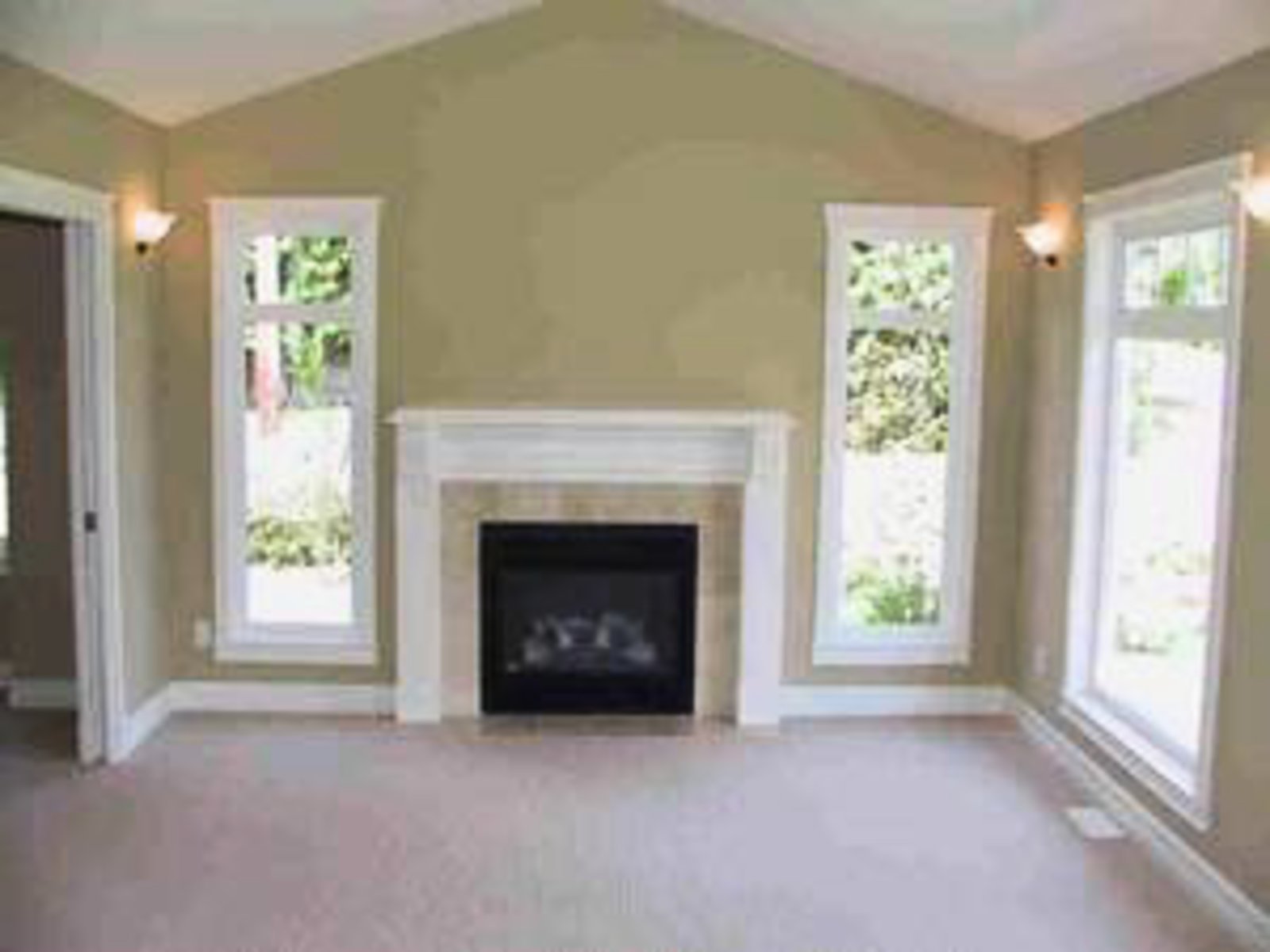 Living Room Vaulted ceiling and gas fireplace